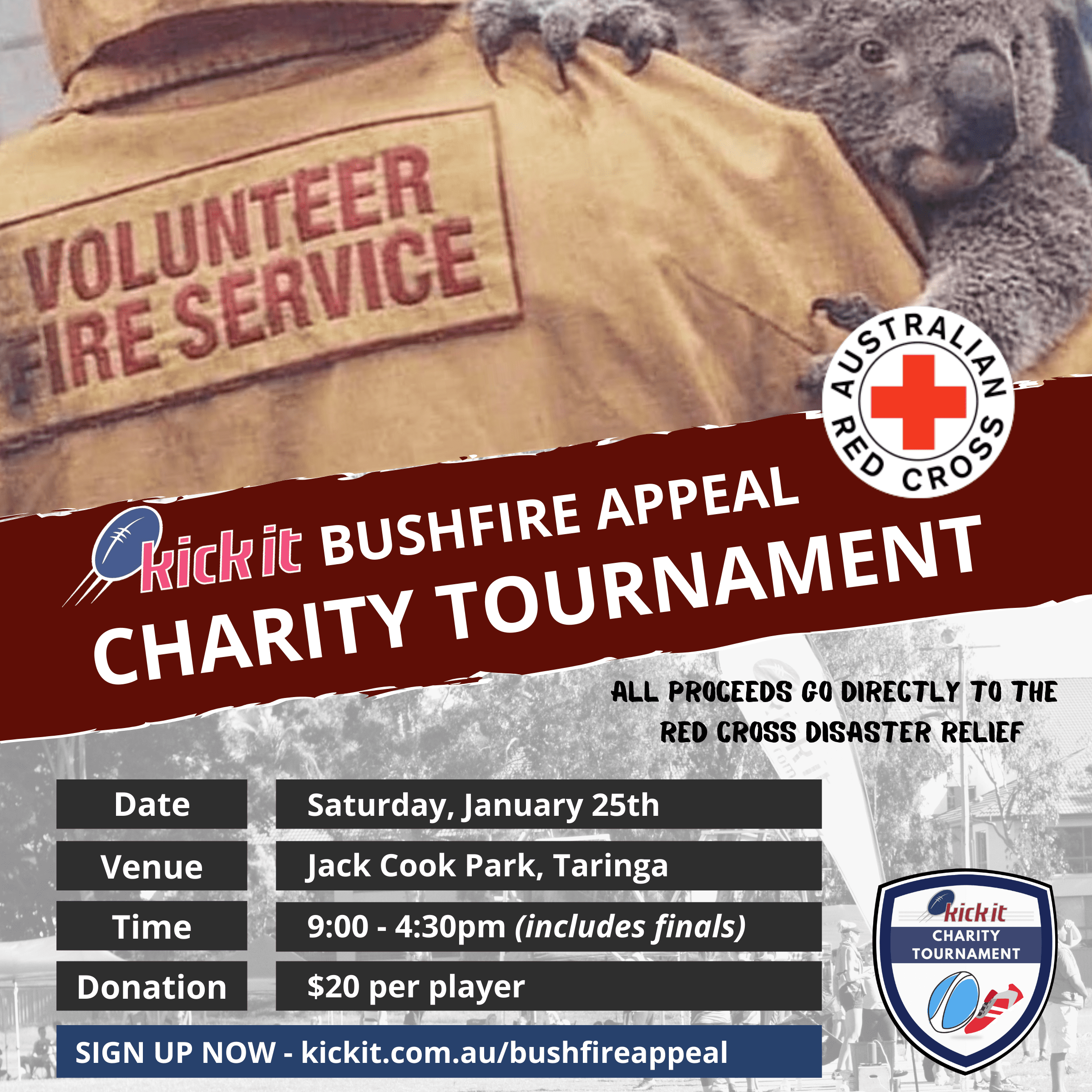 2020 Kick It Bushfire Appeal, Taringa, Stafford, Carseldine